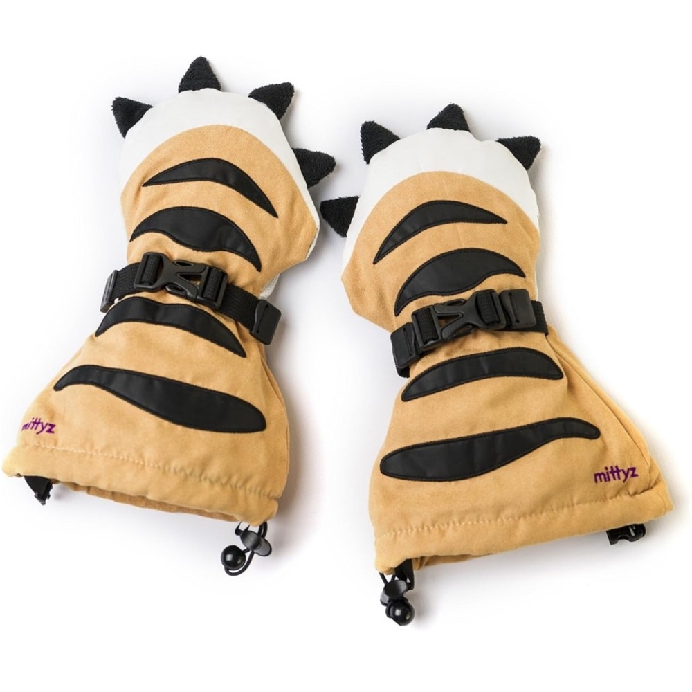 Yellow tiger print toddler or kid waterproof gloves mittens